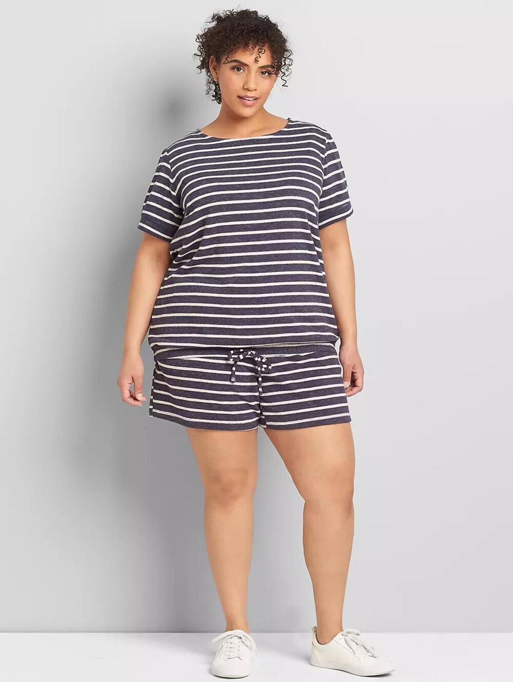 LIVI Lane Bryant 18/20 Charcoal Gray Striped Lounge Set